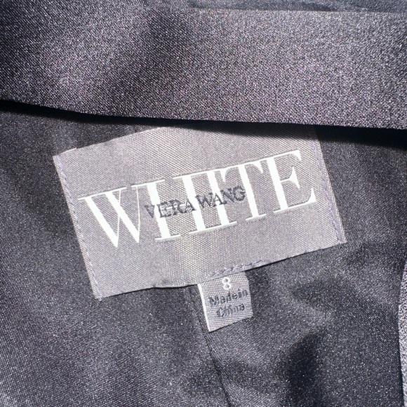 Vera Wang White Long Black Satin Crepe Dress – Size 8 (NWT, Missing Sash) - Picture 4 of 6